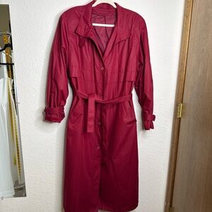 Women’s Vintage London Fog by Wamsutta Lined Belt Burgundy Trench Coat Size 16 R